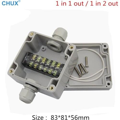 Waterproof DIY Junction Box ABS plastic 83*81*56mm With terminal Gland Enclosure Case Electrical Outdoor Connection Box