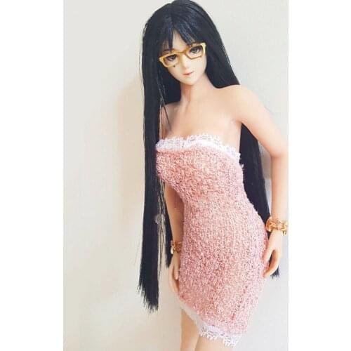 In Stock 1/6 Scale Female Figure Clothes Accessory Woman Sexy Soldier Pink Knit Dress Model for 12'' Action Figure