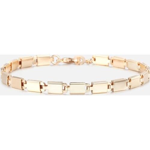 Womens Bracelet 585 Rose Gold Light Marina Stick Chain Bracelets For Women Jewelry Fashion Valentines Day Gift 5mm 20.7cm HCB10