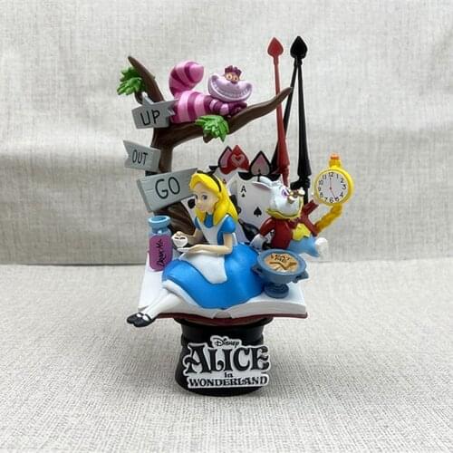 1PCS 16CM Disney Cheshire wonderful cat rabbit Princess Alice sleepwalking wonderland hand-made model ornaments collection