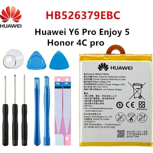 100% Orginal Huawei HB526379EBC 4000mAh Battery For HUAWEI Y6 Pro Enjoy 5 Honor 4C Pro TIT-L01 TIT-TL00 -CL00 TIT-CL10 +Tools