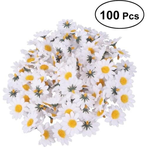 100pcs/Set Artificial Gerbera Daisy Flowers Heads For DIY Party Wedding Decoration (White)