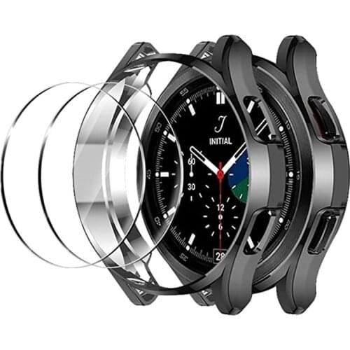 2 Pack Tempered Glass For Samsung Galaxy Watch 4 Classic 42mm 46mm Protective Case For Galaxy Watch 4 Classic Screen Protector