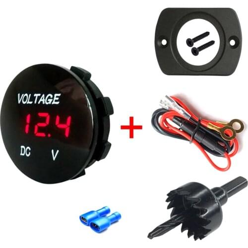 Universal 4 in 1 DIY Kit LED Display Digital Panel Voltmeter Voltage Meter Volt Tester for 12V-24V Auto Motorcycle ATV Boat