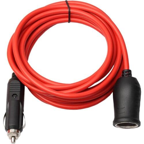 12V 24V 10A Car Accessory Cigarette Lighter Socket Extension Line Cord Cable 12ft Red Cigarette Lighter Plug Male-To-Female