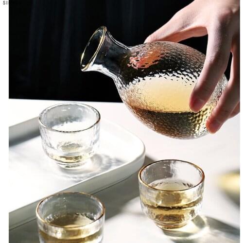 Sake Jug White Wine Glass Handmade One Jug Four Glasses Transparent Crystal Creative Wine Set Yellow White Wine Glass Wine