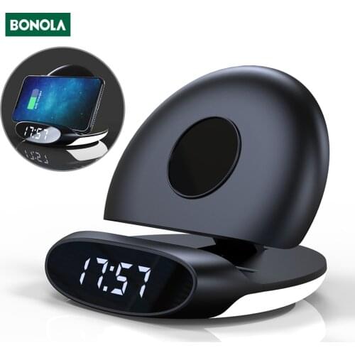 Bonola Wireless Chargers Alarm Clock Dock Station for iPhone 12 11 Pro Max/Samsung S21 Note 20/Xiaomi Portable Charging with LED