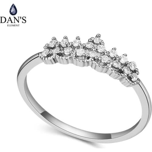 DANS Real Austrian Crystals Brand AAA Zirconia Micro Inlays Fashion Ring for women New Sale Hot crown 111281White