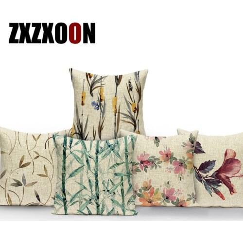 Decorative Throw Pillows Case Flower Floral Plant Leaf Polyester Cushion Cover Cojines Decorativos Para Sofa Living Room