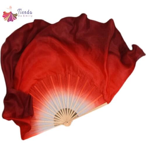 New Design 16"-34" 1Pair 100% Silk Bamboo Long Fan Belly Dance Fan Veil Half Circle Cheap On Sale