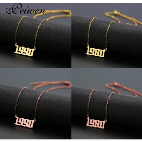 Custom Jewelry Special Date Year Number Necklace for Women Men 1995 1996 1997 1998 1999 from 1980 to 2019 Personalized Choker