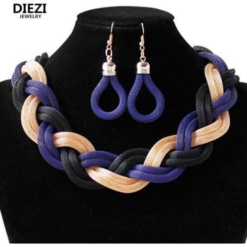 New Products Exaggerated Big Choker Vintage Chunky Statement Necklace and Earrings Jewelry Sets Accessories 2018 Fashion