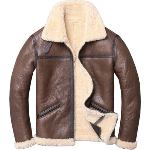 Factory 2019 New Men B3 Bomber Shearling Jacket Genuine Sheepskin Winter Thick Russia Military Cold Winter Coats Free Shipping