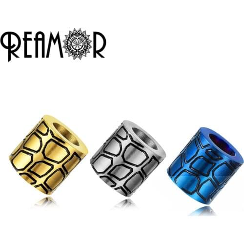 REAMOR 5pcs High Polished Metal Beads Color Plating Stainless Steel Punk Beads For Jewelry Making Charms Bracelet Accessories