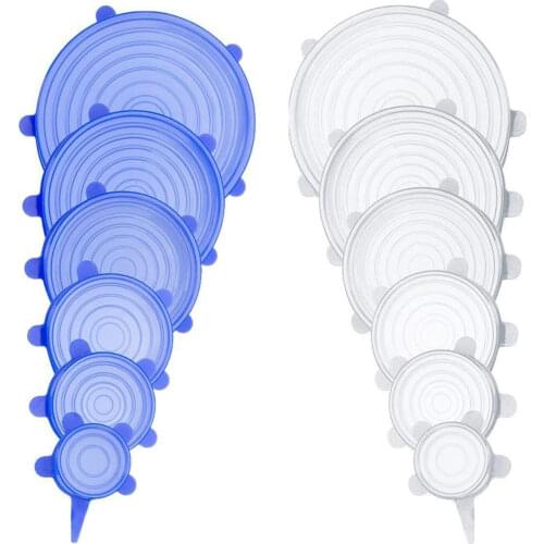 6 Pcs Reusable Food Packaging Cover Silicon Food Fresh-Keep Sealing Cap Vacuum Stretch Silicone Lids Kitchen Silicone Cover