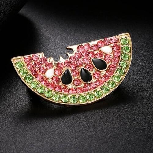 Fashion Crystal Watermelon Brooch Pin Collar Badge Corsage Jewelry Accessories