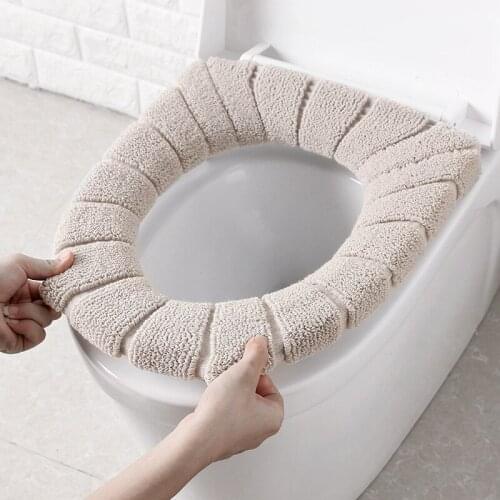 Washable Bathroom Toilet Seat Filling Soft Winter Warmer Mat Cover Mat Pad Cushion O-shape Toilet seat Bidet Covers