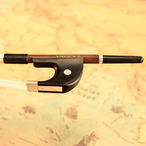 VingoBow 3/4 Szie German Model Upright Bass Bow Brazilwood Ebony Frog Nickel Silver Part Natural Horsehair 300BG 74cm Warm Tone