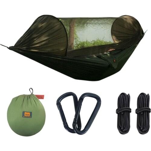 Camping Nylon Hammock Ultralight Portable with Mosquito Net Tree Straps for Outdoor Travel Backyard Hiking Climbing Trekking
