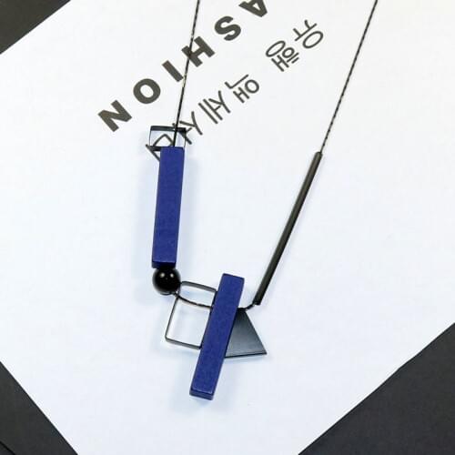 New Women Necklaces Simple Geometric Wood Pendant Necklace Fashion Jewelry Autumn Long Sweater Chain High Quality Accessories