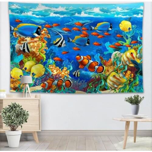 Custom Underwater World Wall Tapestry Home Decoration Wall Carpet Rectangular Modern Printing Fabric Yoga Mat Blanket Tapestry