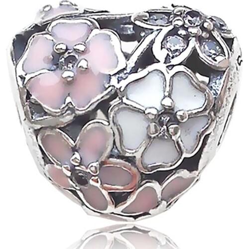 Original Enamel Poetic Blooms Love Heart Beads Fit 925 Sterling Silver Bead Charm Bracelet Bangle Diy Jewelry