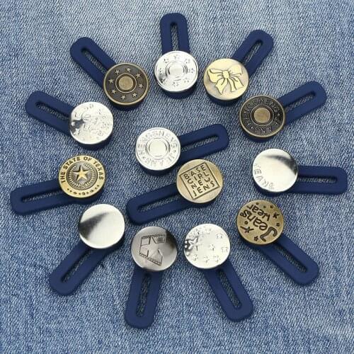 1-5Pcs Free Sewing Button Adjustable Disassembly Retractable Jeans Waist Button Metal Extended Buckles Pant Waistband Expander