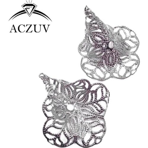 Rhodium Plated 200pcs 23x28mm Jewelry Bead Caps Beads Making Findings Accessories Free Shipping BC004