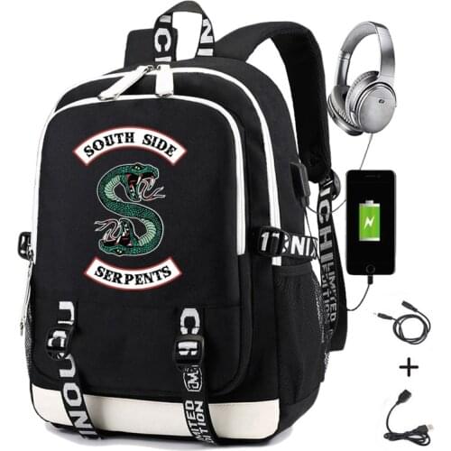 Riverdale South Side Snake Backpack for Men Travel Bag Women Casual Laptop Bags with Usb Charging School Student Backpack