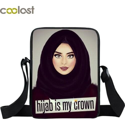 Woman In Hijab Face Muslim Islamic Gril Eyes mini messenger bag lady handbag girls school bags bookbag women crossbody bag