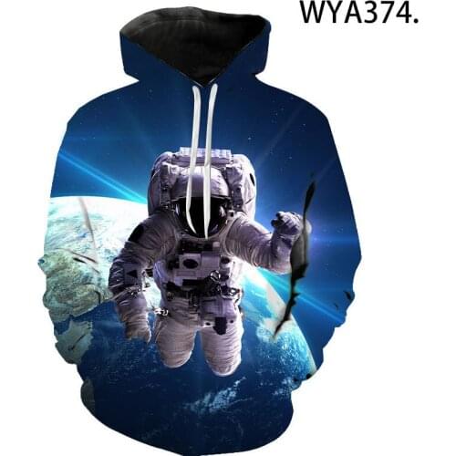 Fashion Brand Mens Hoodies Astronaut funny Design Printing Blended Cotton Spring Autumn Male Casual Hip Hop Sweatshirts Hoodie