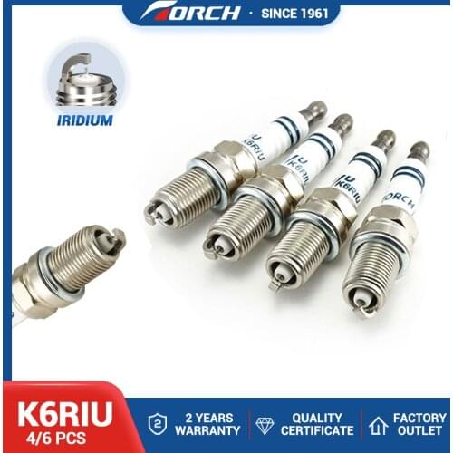 Pack of 4-6) Iridium Spark Plugs TORCH K6RIU/FR7DP/BKR6EIX/IK20/RC8WYPB4/NEON/ESCORT/FIESTA/ORION/SCORPIO/Y10/FELICIA