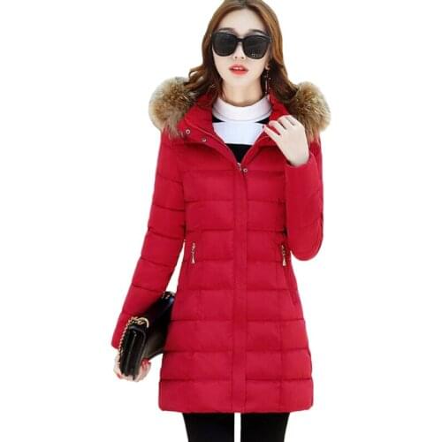2021 Mid Long Winter Coat Women Hooded Down Cotton Parka Ladies New Warm Winter Jacket Women Imitate Fur Collar Jacket Coat 4XL
