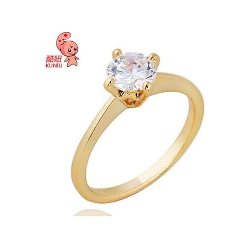 Kuniu simple round finger ring for women zircon metal material exquisite lovely style anniversary occasion fashion jewelry