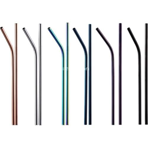 100pcs Reusable Metal Drinking Straws Colorful Straws Stainless Steel Sturdy Bendy or Upright Drinks Straw for Mugs