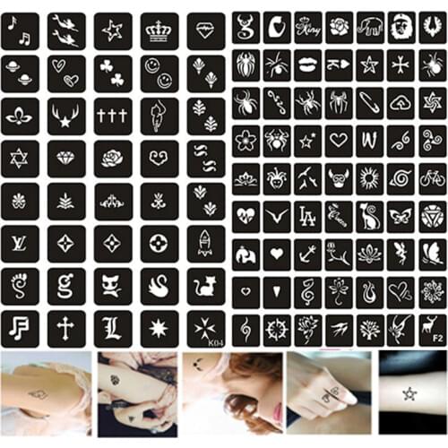 105pcs/set DIY Tattoo Stencil Cat Butterfly Deer Mermaid Fashion Design Henna Tattoo Stencils for Painting Airbrush Stencil
