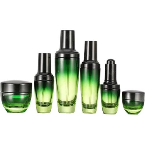 20PCS Empty Green Glass Bottle Face Cream Jar Small Glass Eye Cream Bottle Jar Glass Cosmetic Container Bottle Jar 15g 50g