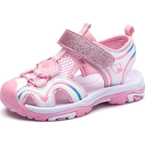 2021 Summer Children Sandals for girls Kids Beach shoes Pink Fashion Soft Princess Toddlers Sandalias Lightweight EUR size 26-37