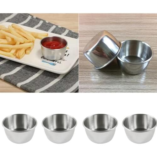 9/10/12pcs Stainless Steel Condiment Sauce Cups Tomato Sauce Container Dipping Bowl for Restaurant Home Party