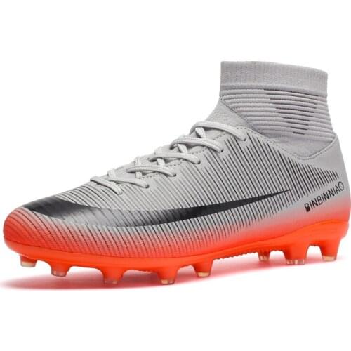 Kids Soccer Shoes Boots Dropshipping Men Football Soccer Cleats High Ankle Sneakers Soft Indoor Turf Futsal Children Chaussure