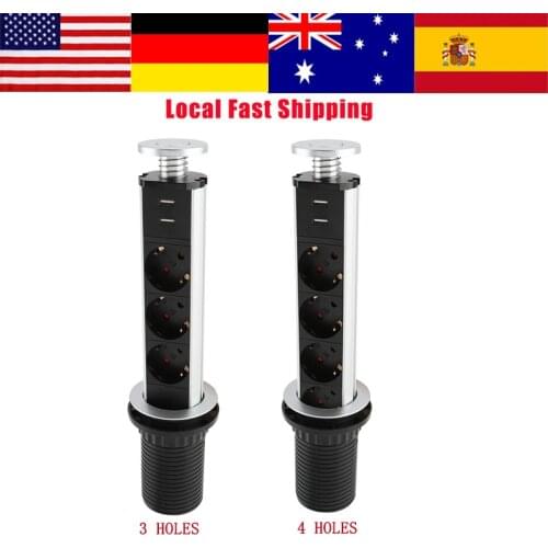 1Pcs Electrical Pull/Pop Up Socket 2USB Tensile Power Outlet socket Kitchen Desk Socket for Countertops Worktop EU Plug Hot Sale