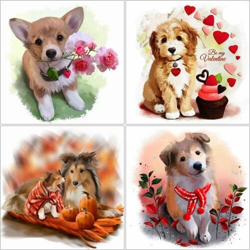 EverShine Diamond Embroidery Dog Animal Picture Of Rhinestones Diamond Painting Spring Full Square Mosaic Cross Stitch Wall Art