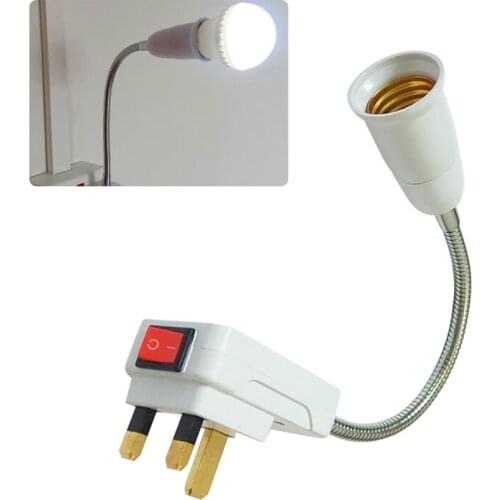22cm 260V 13A E27 Light Bulb Lamp Holder Flexible Extension Adapter Wall Socket Converter UK Plug Lighting Accessories