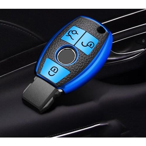 Hot Sale TPU+Leather Car Key Case Cover For Mercedes Benz W204 W212 C180 GLK300 CLS CLK CLA SLK C S E Class Remote Smart Holder