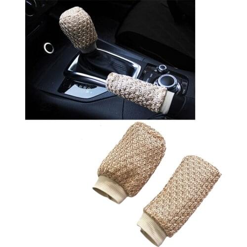 JEAZEA Ice Silk Gear Shift Knob Cover Collars Handbrake Grip Hand Brake Cover Accessories for Toyota Honda VW Audi Kia BMW