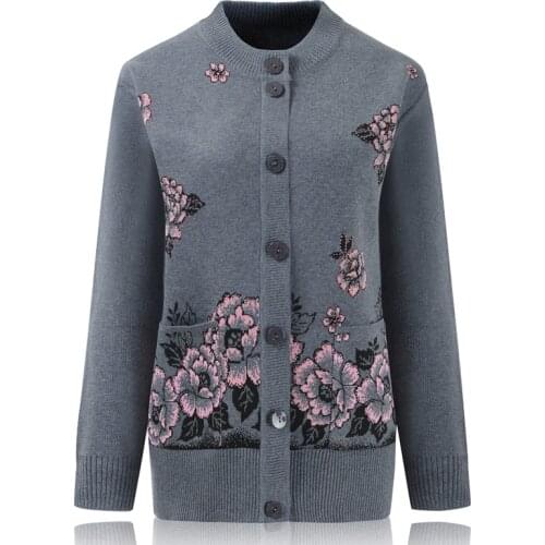 B1581 2020 spring autumn winter new womens cardigan outfit Elderly knitwear grandma cashmere sweater cheap wholesale