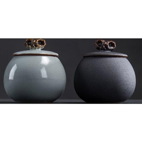 Ceramic Tea Caddy with Lid Home Kitchen Condiment Storage Jar Candy Dried Fruit Storage Jar Desktop Decoration Exquisite Gift