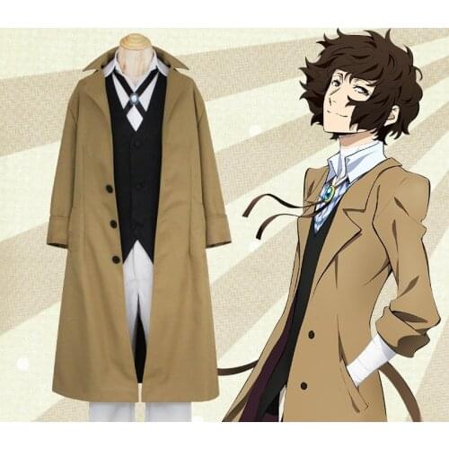Anime Bungo Stray Dogs Costume for Osamu Dazai Cosplay Outfit Armed Detective Agency Uniform Set