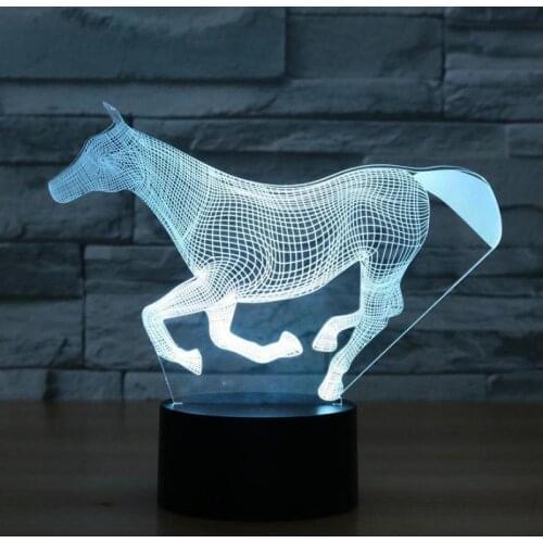 Horse 3d Night Lamp Colorful Touch Led Visual Led Night Light Atmosphere Decoration Night 3d Light Fixtures