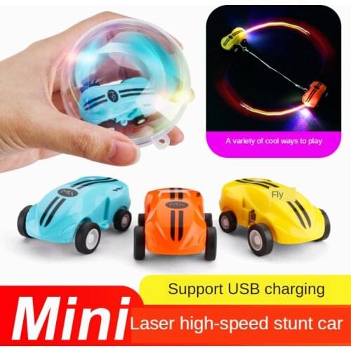 Mini high speed car 360 degree rotation luminous car stunt car childrens toy car pressure relief toy USB charging a variety